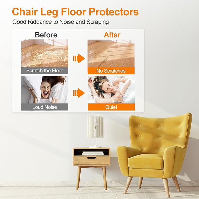 24Pcs Silicone Chair Leg Floor Protectors, Felt Furniture Pads for Hardwood Floors, Rubber Chair Leg Protectors for Hardwood Floors, Chair Leg Caps Chair Leg Covers for Wooden Floors(Clear, Large) | Furniture Cups - TrueDesk