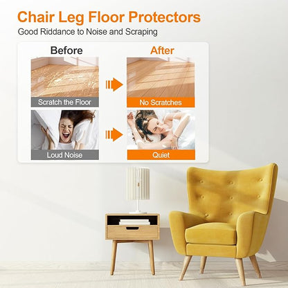 24Pcs Silicone Chair Leg Floor Protectors, Felt Furniture Pads for Hardwood Floors, Rubber Chair Leg Protectors for Hardwood Floors, Chair Leg Caps Chair Leg Covers for Wooden Floors(Clear, Large) | Furniture Cups - TrueDesk