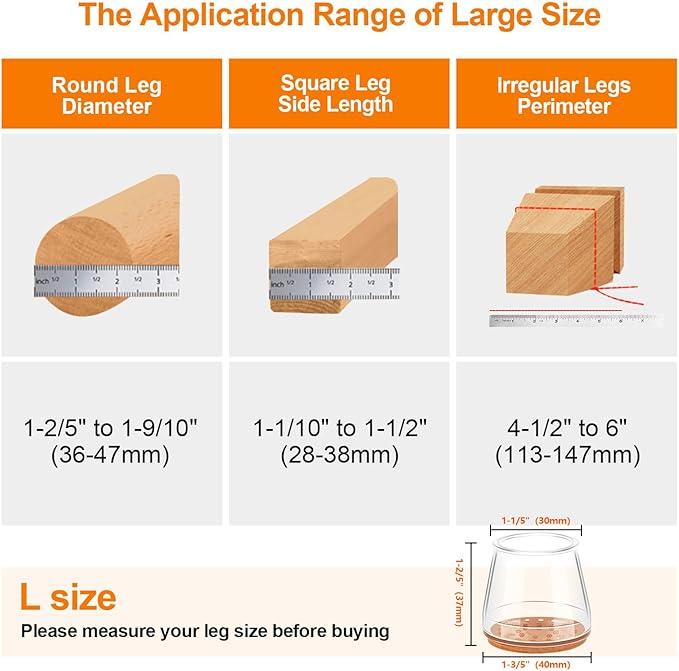 24Pcs Silicone Chair Leg Floor Protectors, Felt Furniture Pads for Hardwood Floors, Rubber Chair Leg Protectors for Hardwood Floors, Chair Leg Caps Chair Leg Covers for Wooden Floors(Clear, Large) | Furniture Cups - TrueDesk