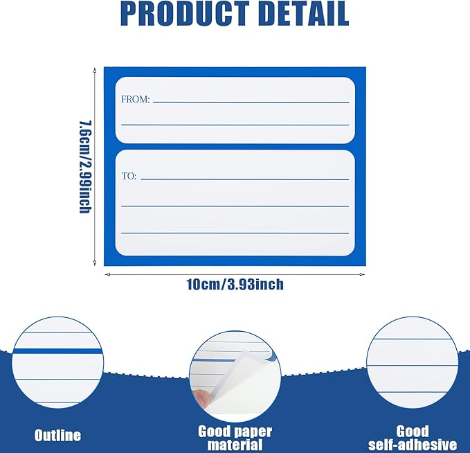 250 Pieces 3 x 4 Inch from/to Address Mailing Labels Self Adhesive Mailing Labels Stickers Return Postage Address for Package School, Home, Office (Blue) | Address Labels - TrueDesk