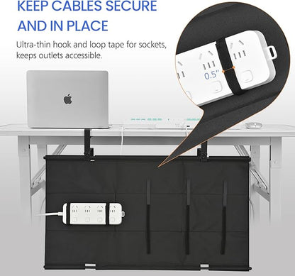 28" Under Desk Cable Management Tray - Clamp/Screw Mount Desk Cable Organizer Cable Tray Hiders for Office&Home | Racks Cabinets - TrueDesk