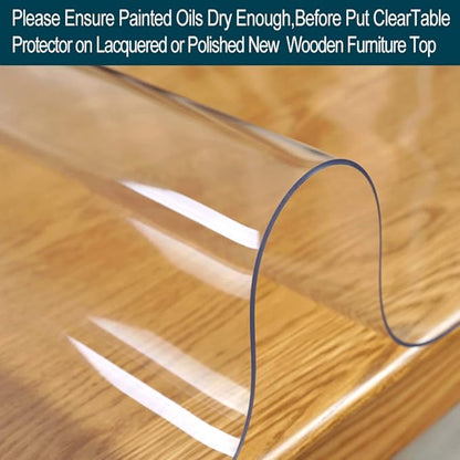 28x56 inch Multi Size Clear Plastic Table Protector 1.5mm Thick PVC Cover Pad Vinyl Protector Easy Clean Waterproof Wipeable Furniture Topper Pad for Dining Living Room Coffee Mat Desk Pad Rectangle | Table Pads - TrueDesk