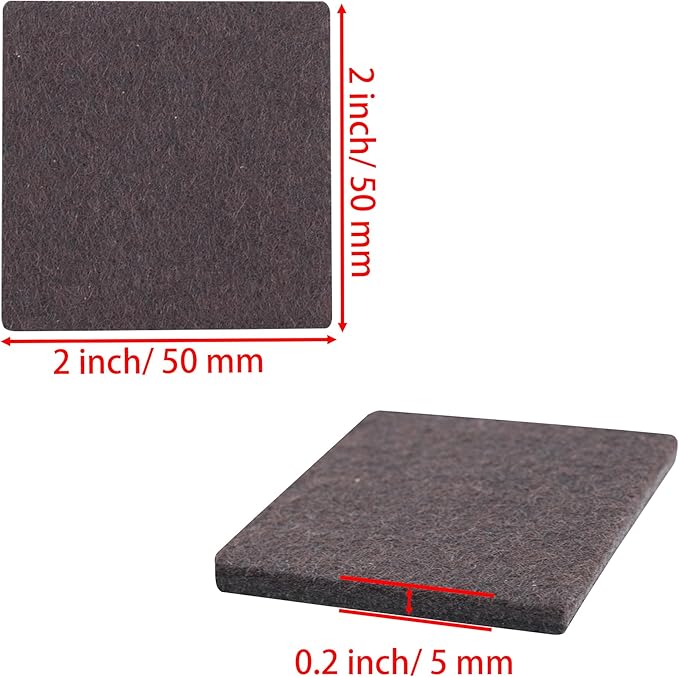 2inch Square Felt Furniture Pads, 16Pcs Self Adhesive Cuttable Felt Furniture Leg Pads Floor Protectors Furniture Sliders for Hardwoods Floors, Brown | Furniture Pads - TrueDesk