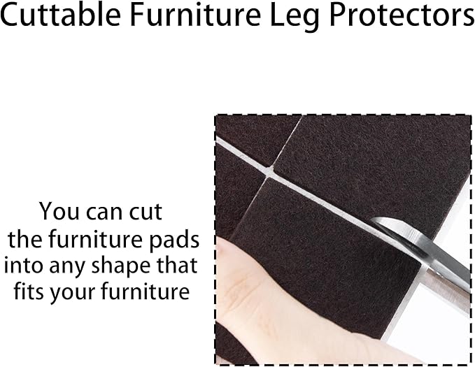 2inch Square Felt Furniture Pads, 16Pcs Self Adhesive Cuttable Felt Furniture Leg Pads Floor Protectors Furniture Sliders for Hardwoods Floors, Brown | Furniture Pads - TrueDesk
