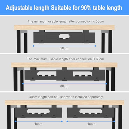 2PACKS Cable Management Under Desk Tray Adjustable Large Under Table Cord Wire Organizer for Standing Desk | Cable Raceways - TrueDesk