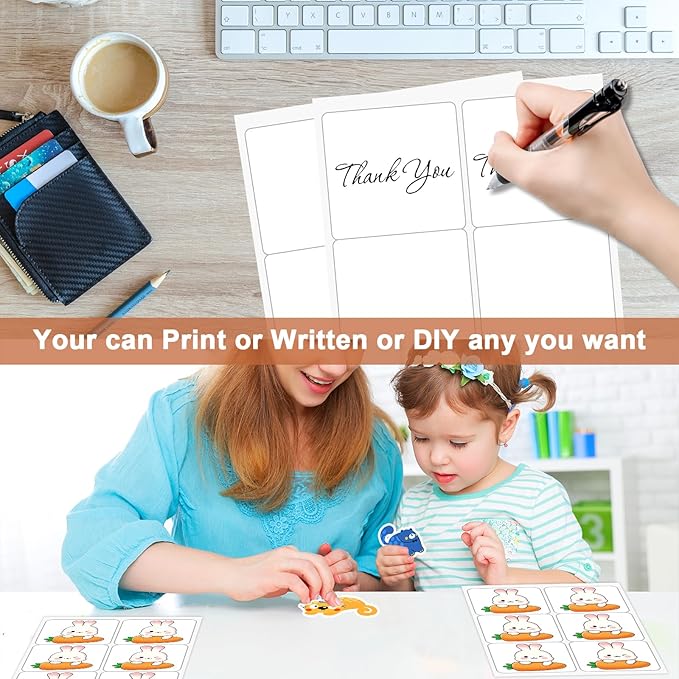 3 1/3" x 4" (25 Sheets) Address Labels, Labels Sticker Paper for Laser/Ink Jet Printer, Printable and Writable White Sticker Labels - Matte, 6 per Page Labels (Total 150 Labels) | Laser Inkjet Printer Labels - TrueDesk