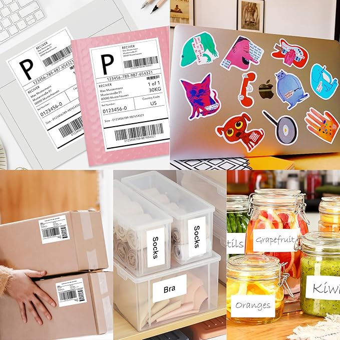 3 1/3" x 4" (25 Sheets) Address Labels, Labels Sticker Paper for Laser/Ink Jet Printer, Printable and Writable White Sticker Labels - Matte, 6 per Page Labels (Total 150 Labels) | Laser Inkjet Printer Labels - TrueDesk