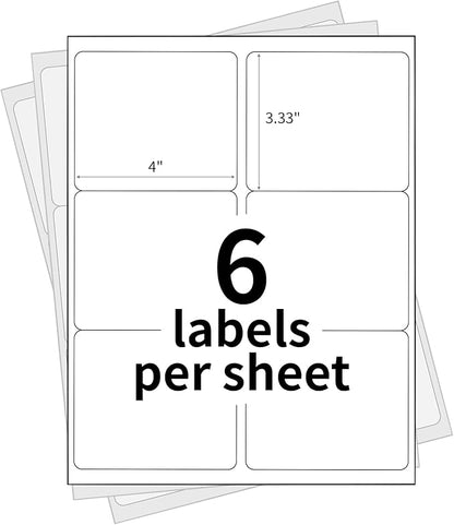 3 1/3" x 4" Printable Label Paper White 50 Sheets, Shipping Address Label for Laser and Inkjet Printers, for 5164 8164 Label Sheet 300 Stickers | Laser Inkjet Printer Labels - TrueDesk