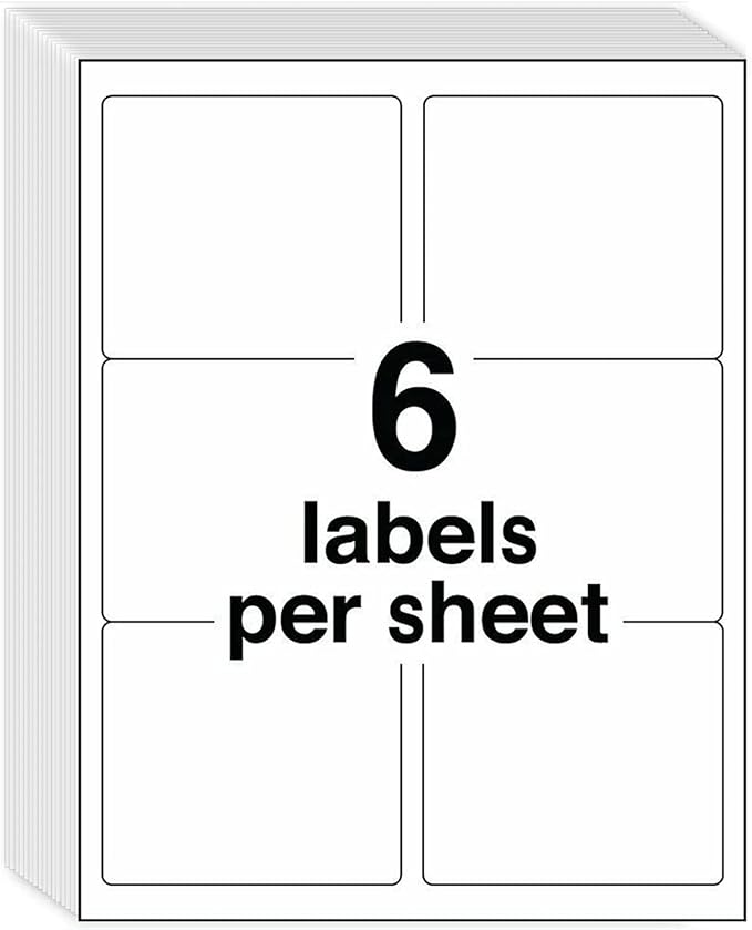 3 - 1/3" x 4" Shipping Address Labels 300 Label Stickers Paper for Laser/Inkjet Printer 6 per Page Printable Mailing Labels, FBA Box Labels - Matte, 50 Sheets | Laser Inkjet Printer Labels - TrueDesk