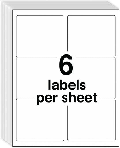 3 - 1/3" x 4" Shipping Address Labels 300 Label Stickers Paper for Laser/Inkjet Printer 6 per Page Printable Mailing Labels, FBA Box Labels - Matte, 50 Sheets | Laser Inkjet Printer Labels - TrueDesk
