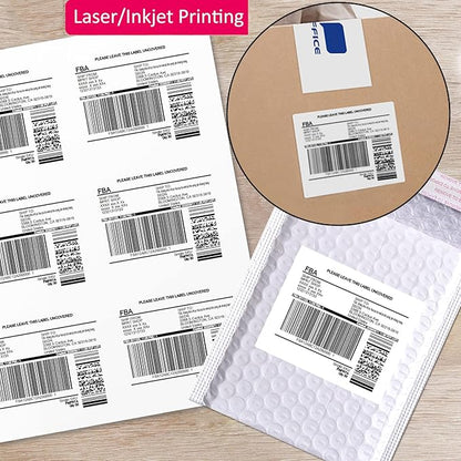 3 - 1/3" x 4" Shipping Address Labels 300 Label Stickers Paper for Laser/Inkjet Printer 6 per Page Printable Mailing Labels, FBA Box Labels - Matte, 50 Sheets | Laser Inkjet Printer Labels - TrueDesk