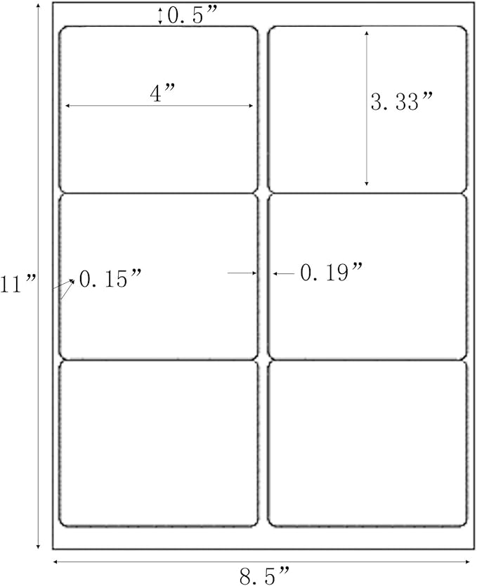 3 - 1/3" x 4" Shipping Address Labels 300 Label Stickers Paper for Laser/Inkjet Printer 6 per Page Printable Mailing Labels, FBA Box Labels - Matte, 50 Sheets | Laser Inkjet Printer Labels - TrueDesk