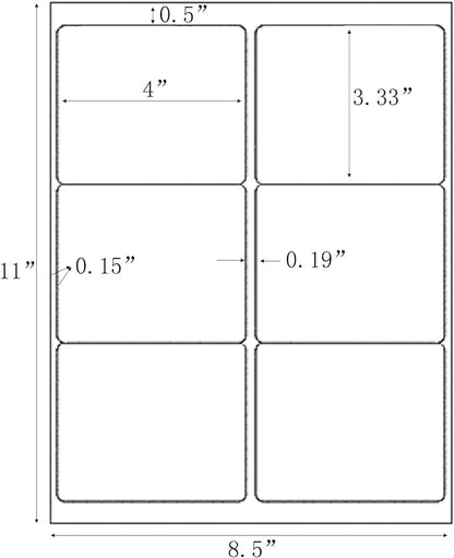 3 - 1/3" x 4" Shipping Address Labels 600 Label Stickers Paper for Laser/Inkjet Printer 6 per Page Printable Mailing Labels, FBA Box Labels - Matte, 100 Sheets | Laser Inkjet Printer Labels - TrueDesk