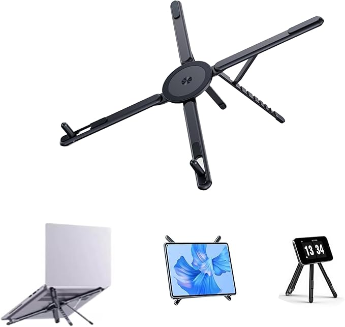 3 in 1 Magnetic Foldable Versatile Stand for Phone Tablet and Laptop,Aluminum Alloy Ergonomic 8 - Level Adjustable Height Laptop Stand for Desk,Portable Holder for Home Office and Travel | Stands - TrueDesk