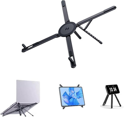 3 in 1 Magnetic Foldable Versatile Stand for Phone Tablet and Laptop,Aluminum Alloy Ergonomic 8 - Level Adjustable Height Laptop Stand for Desk,Portable Holder for Home Office and Travel | Stands - TrueDesk