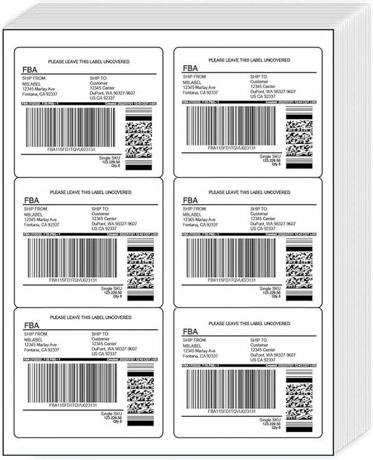 30 Sheets, 180 Count Labels, 6 Up White Permanent Self Adhesive Shipping Labels, 3 1/3” x 4” Printable Stickers for Laser & Inkjet Printers | Laser Inkjet Printer Labels - TrueDesk