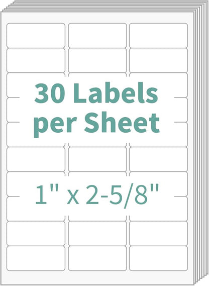 30 up 1" x 2 - 5/8" Shipping Labels, 150 Sheets (4500 Labels) White Sticker Address Labels/SKU Labels for Laser and Inkjet Printers | Laser Inkjet Printer Labels - TrueDesk