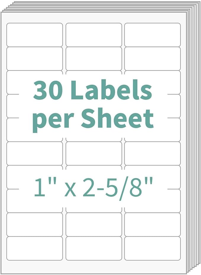 30 up Labels 1" x 2 - 5/8" Shipping Address Labels, FBA Barcode Tags, 3000 Sheets 30 Per Page Mailing Labels for Laser/Inkjet Printers (90000 Labels) | Laser Inkjet Printer Labels - TrueDesk
