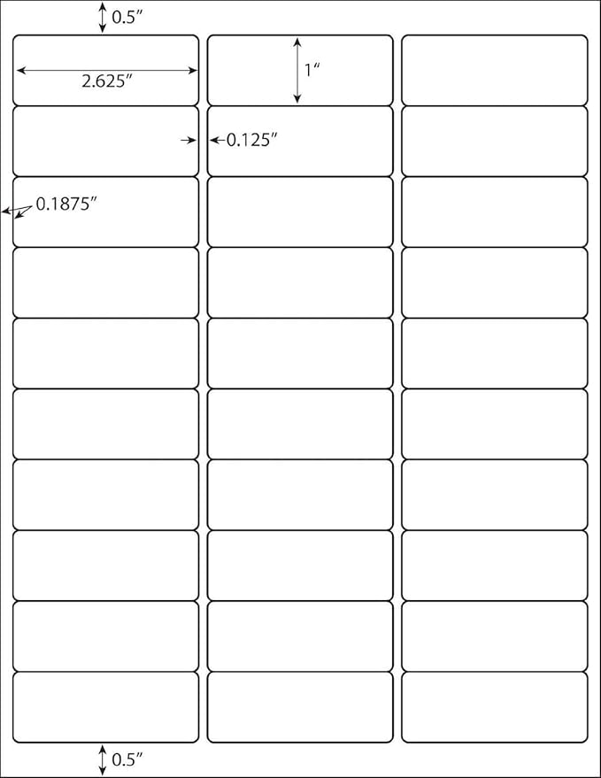 30 up Labels 1" x 2 - 5/8" Shipping Address Labels, FBA SKU Barcode Tags, 1000 Sheets 30 Per Page Mailing Labels for Laser/Inkjet Printers | Laser Inkjet Printer Labels - TrueDesk