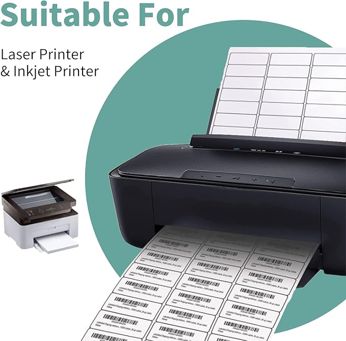 30 up Labels 1" x 2 - 5/8" Shipping Address Labels, FBA SKU Barcode Tags, 1000 Sheets 30 Per Page Mailing Labels for Laser/Inkjet Printers | Laser Inkjet Printer Labels - TrueDesk