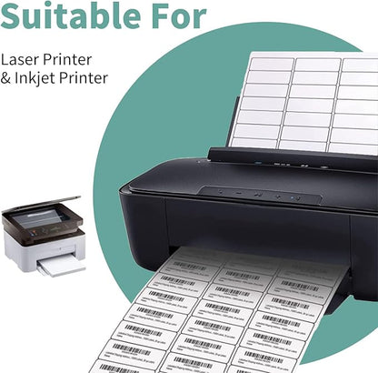 30 up Labels 1" x 2 - 5/8" Shipping Address Labels, FBA SKU Barcode Tags, 1000 Sheets 30 Per Page Mailing Labels for Laser/Inkjet Printers | Laser Inkjet Printer Labels - TrueDesk