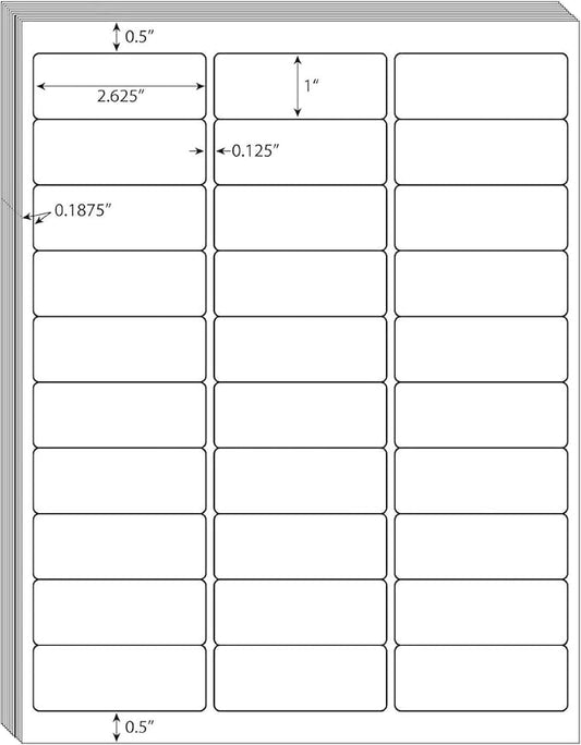 30 UP Labels 1" x2 - 5/8 Mailing Shipping Address FBA Label for Laser/Inkjet Printers, White Blank Sticker Name Tags, Printable Address Label (1000 Sheets, 30,000 Labels) | Laser Inkjet Printer Labels - TrueDesk