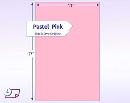 NextDayLabels Color Cardstock Paper - 50 Sheets - 11" x 17" - Pastel Pink 67 lb (147 gsm) - Thick Colored Paper for Crafting, Invitations, Posters, Flyers, and DIY Projects - Made in USA