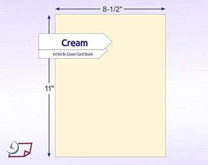 NextDayLabels Color Cardstock Paper - 50 Sheets - 8-1/2" x 11" - Cream 67 lb (147 gsm) - Thick Colored Paper for Crafting, Invitations, Posters, Flyers, and DIY Projects - Made in USA