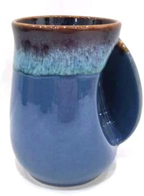 Selamica Porcelain 18oz Novelty Right-handed Handwarmer Mug, Coffee Mug, Tea Mug for family friends and couple - Blue