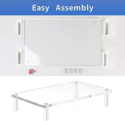 YestBuy Acrylic Monitor Stand Riser, Clear Computer Stand for Laptop, iMac, Pc, Printer, Desktop Ergonomic, Desk Riser Work from Home Accessories Office Supplies Platform Save Space
