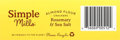 Simple Mills Almond Flour Crackers, Rosemary & Sea Salt - Gluten Free, Vegan, Healthy Snacks, 4.25 Ounce (Pack of 2)