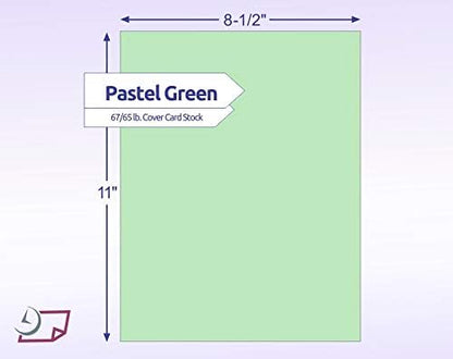 NextDayLabels Color Cardstock Paper - 50 Sheets - 8-1/2" x 11" - Pastel Green 67 lb (147 gsm) - Thick Colored Paper for Crafting, Invitations, Posters, Flyers, and DIY Projects - Made in USA
