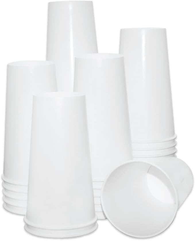 Paper Cold Cups for Juice & Soda 32 oz Made in USA | Food-Grade Bulk 500 Count Cups for Restaurants | 32 Ounce Recyclable Disposable White Cups for Cold Fountain Drinks & Smoothies
