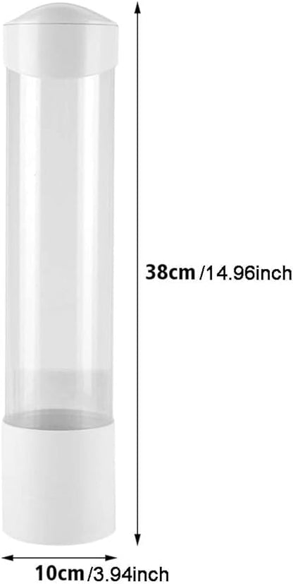 Cup Dispenser Wall Mounted Plastic Water Dispenser Disposable Cup Holder Rack, Paste or Screw Plate Mountable for Paper Cups Halloween Party Supplies(L, White)