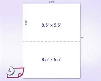 NextDayLabels - Pack of 500 Sheets, 8-1/2 x 11" Letter Size Perforated Paper (White, Perf @ 5-1/2")
