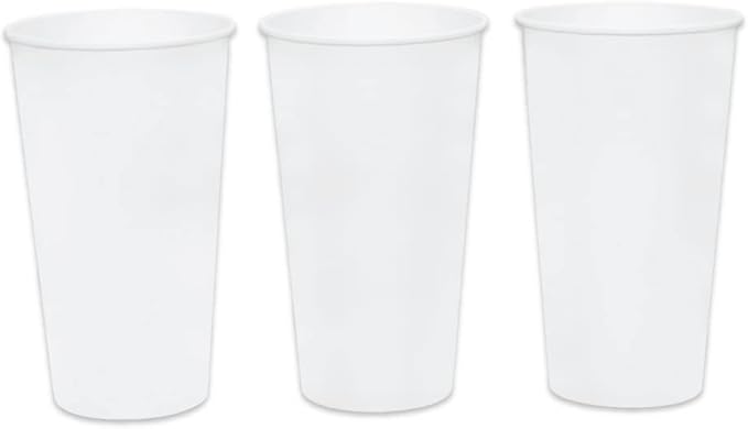 Paper Cold Cups for Juice & Soda 32 oz Made in USA | Food-Grade Bulk 500 Count Cups for Restaurants | 32 Ounce Recyclable Disposable White Cups for Cold Fountain Drinks & Smoothies