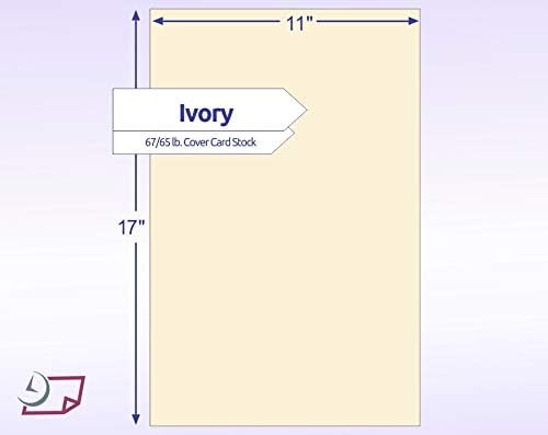 NextDayLabels Color Cardstock Paper - 50 Sheets -11" x 17" - Ivory 67 lb (147 gsm) - Thick Colored Paper for Crafting, Invitations, Posters, Flyers, and DIY Projects - Made in USA