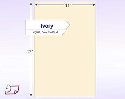NextDayLabels Color Cardstock Paper - 50 Sheets -11" x 17" - Ivory 67 lb (147 gsm) - Thick Colored Paper for Crafting, Invitations, Posters, Flyers, and DIY Projects - Made in USA