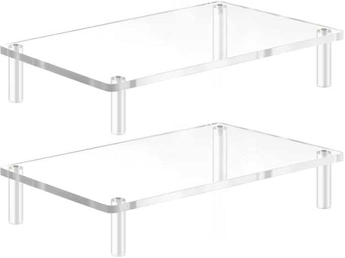 YestBuy Acrylic Monitor Stand Riser, Clear Computer Stand for Laptop, iMac, Pc, Printer, Desktop Ergonomic, Desk Riser Work from Home Accessories Office Supplies Platform Save Space