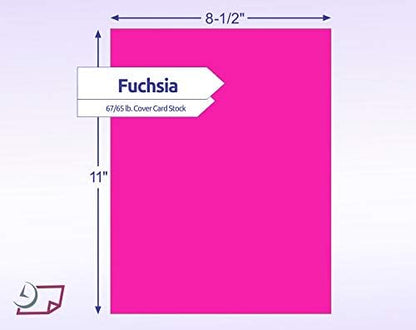 NextDayLabels Color Cardstock Paper - 50 Sheets - 8-1/2" x 11" - Fuchsia 67 lb (147 gsm) - Thick Colored Paper for Crafting, Invitations, Posters, Flyers, and DIY Projects - Made in USA