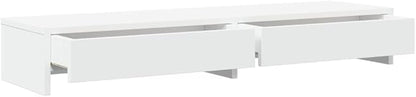 YAFF Monitor Stand with Drawers White 39.4x10.6x5.9 Engineered Wood,Electronics,Electronics Accessories,Computer Accessories,Computer Risers & Stands,854670