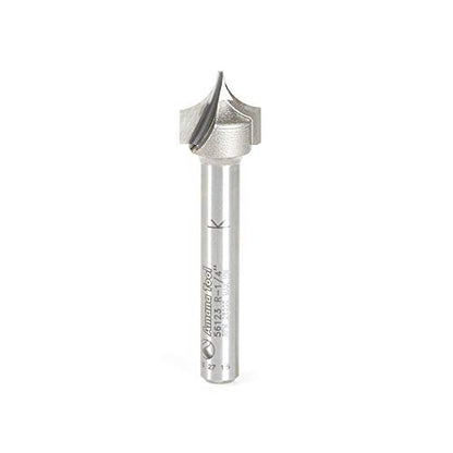 Amana Tool 56123 Carbide Tipped Point Cutting Roundover Router Bit Rounding 1/4 R x 1/2 D x 1/2 CH x 1/4 SHK x 2 Inch Long