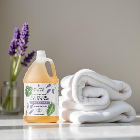 Brittanie's Pure Organic Castile Liquid Olive Oil Soap Refill, Lavender, 1 Gallon | Face, Body Wash, Dishes, Pets & Laundry | Vegan & Gluten Free Non-GMO