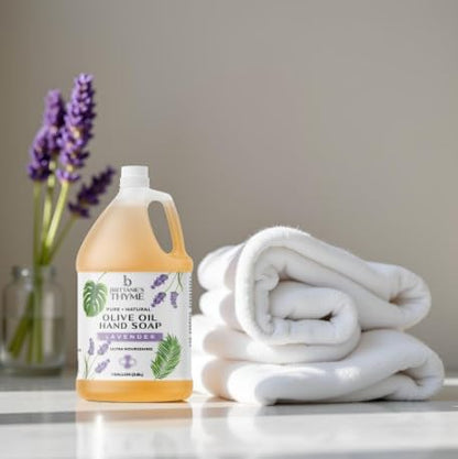 Brittanie's Pure Organic Castile Liquid Olive Oil Soap Refill, Lavender, 1 Gallon | Face, Body Wash, Dishes, Pets & Laundry | Vegan & Gluten Free Non-GMO