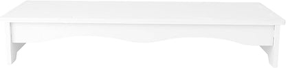 Computer Monitor Stand White Desktop Base Bracket Elevated Height Holder with Keyboard Storage for Office Desk Ergonomic Neck Relief and Sturdy Support