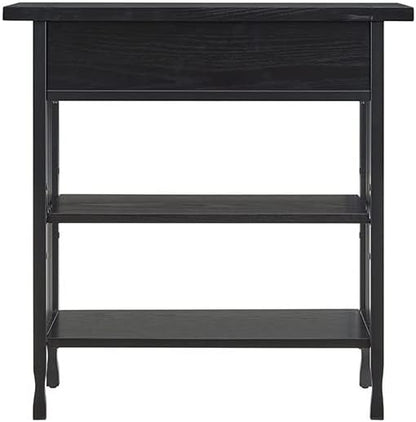 Leick Home Ironcraft Bookshelf, Solid Wood, 1 Drawer, 2 Shelves, Blackened Hardware, Slatted Sides, Easy Assembly, Black Wash, 12 in W x 30 in L x 30 in H, Item 11261-BK