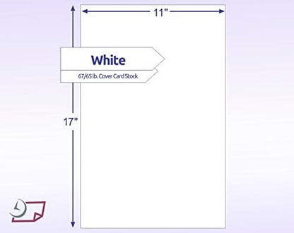 NextDayLabels Color Cardstock Paper - 50 Sheets -11" x 17" - White 67 lb (147 gsm) - Thick Colored Paper for Crafting, Invitations, Posters, Flyers, and DIY Projects - Made in USA