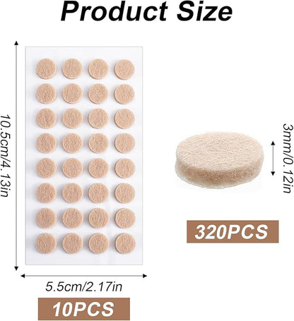 320 Pcs Small Felt Pads Small Felt Furniture Pads, Self - Adhesive EVA Foam Felt Dots with Adhesive Backing Round Felt Furniture Stickers for Vases Desks Photo Frames Cabinets Doors Drawers | Furniture Pads - TrueDesk