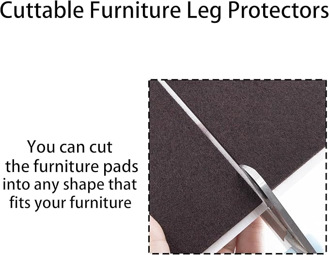 3.5inch Square Felt Furniture Pads, 16Pcs Self Adhesive Cuttable Felt Furniture Leg Pads Floor Protectors Furniture Sliders for Hardwoods Floors, Brown | Furniture Pads - TrueDesk