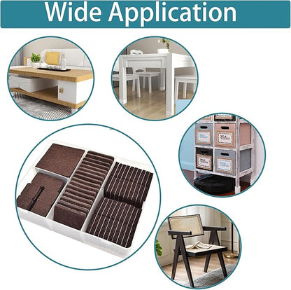 3.5inch Square Felt Furniture Pads, 16Pcs Self Adhesive Cuttable Felt Furniture Leg Pads Floor Protectors Furniture Sliders for Hardwoods Floors, Brown | Furniture Pads - TrueDesk